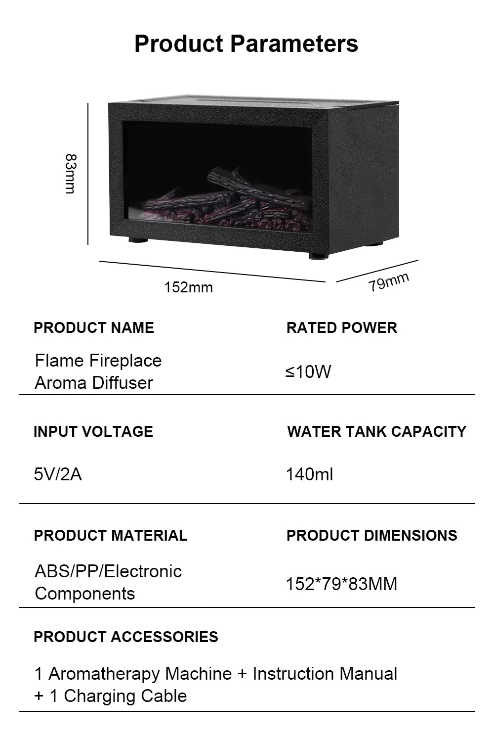 Flame Aroma Diffuser – Essential Oil Fireplace Humidifier with 7 Color Mood Light - ZOOMNSTORE