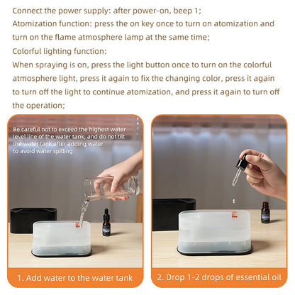 Flame Aroma Humidifier - Essential Oil Diffuser With 7 Colorful Flame Mist - ZOOMNSTORE