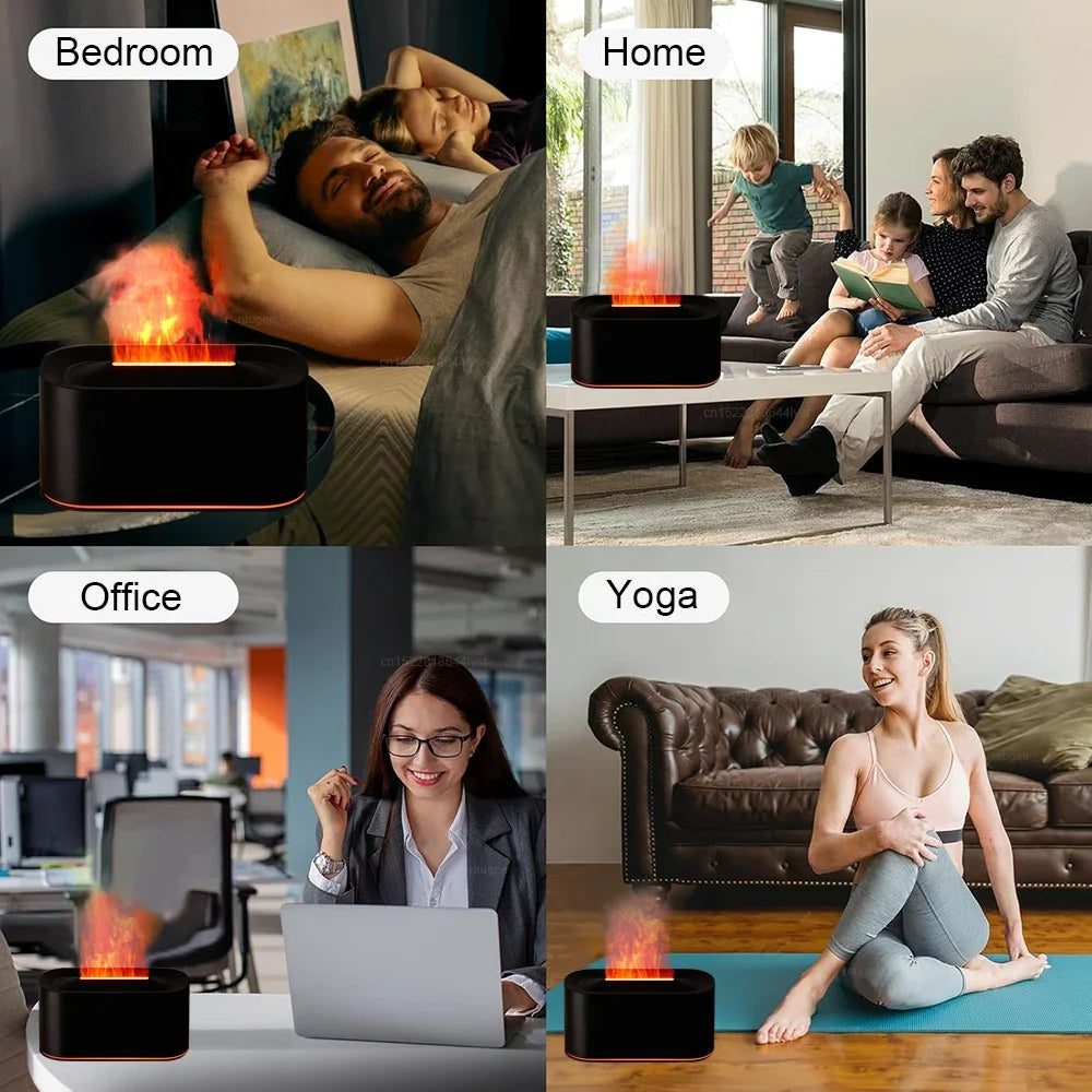 Flame Aroma Humidifier - Essential Oil Diffuser With 7 Colorful Flame Mist - ZOOMNSTORE