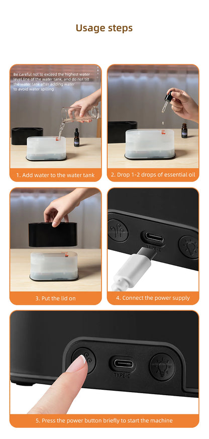 Flame Aroma Humidifier - Essential Oil Diffuser With 7 Colorful Flame Mist - ZOOMNSTORE