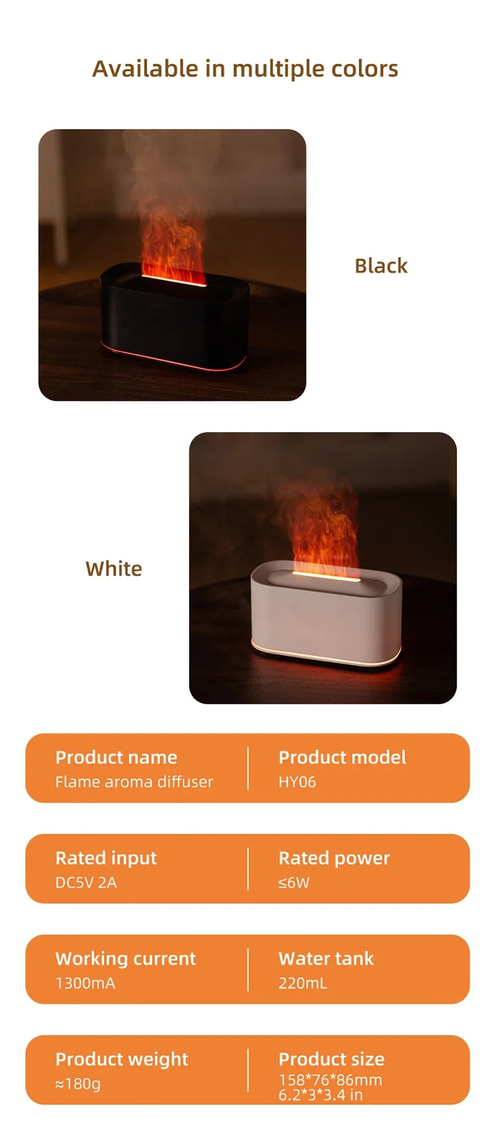 Flame Aroma Humidifier - Essential Oil Diffuser With 7 Colorful Flame Mist - ZOOMNSTORE