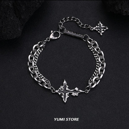 Retro Flame Cross Bracelet - Unisex Hip Hop Titanium Steel Jewelry - ZOOMNSTORE
