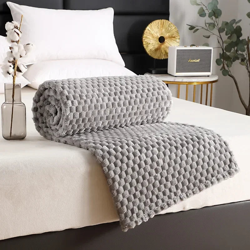 Ultra Soft Flannel Fleece Blanket - Large Warm Throw for Sofa or Bed Gray - ZOOMNSTORE