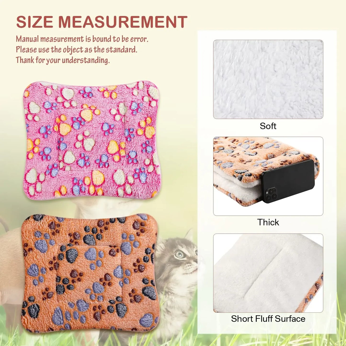 Flannel Pet Mat - Thick Dog Bed  Cat Blanket for Small  Large Pets - ZOOMNSTORE