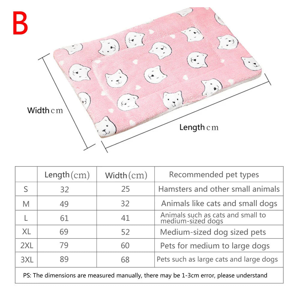 Flannel Pet Mat - Thick Dog Bed  Cat Blanket for Small  Large Pets - ZOOMNSTORE
