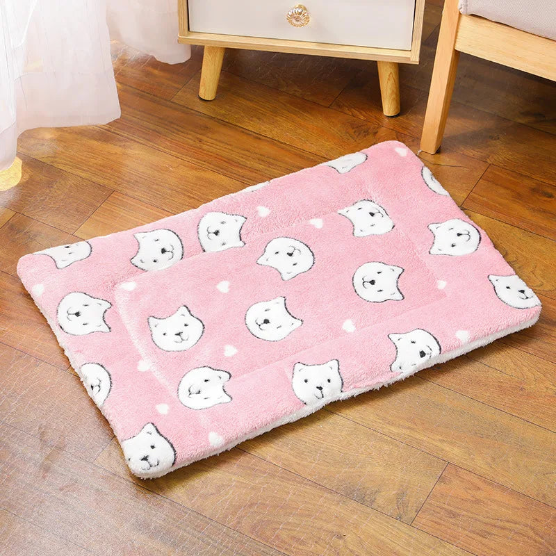 Flannel Pet Mat - Thick Dog Bed  Cat Blanket for Small  Large Pets - ZOOMNSTORE