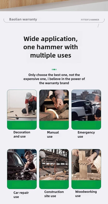 Flat Head Duckbill Hammer Set - 200g  500g Plastic Coated Fitter Hammers - ZOOMNSTORE