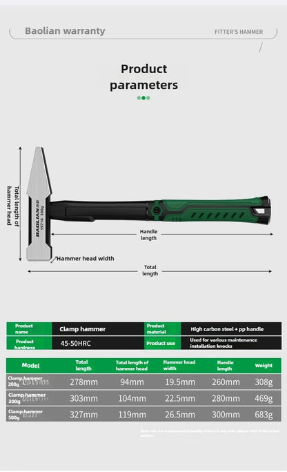 Flat Head Duckbill Hammer Set - 200g  500g Plastic Coated Fitter Hammers - ZOOMNSTORE