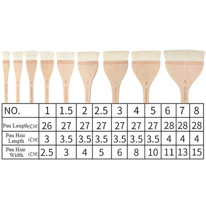 Flat Paddle Paint Brush - Long Handle 1-4 Inch for Oil  Acrylic Painting - ZOOMNSTORE