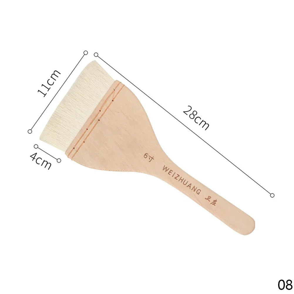 Flat Paddle Paint Brush - Long Handle 1-4 Inch for Oil  Acrylic Painting - ZOOMNSTORE