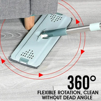 Flat Squeeze Mop with Bucket - Easy Wring Microfiber Floor Cleaner for Hardwood  Laminate - ZOOMNSTORE