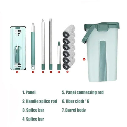 Flat Squeeze Mop with Bucket - Easy Wring Microfiber Floor Cleaner for Hardwood  Laminate - ZOOMNSTORE