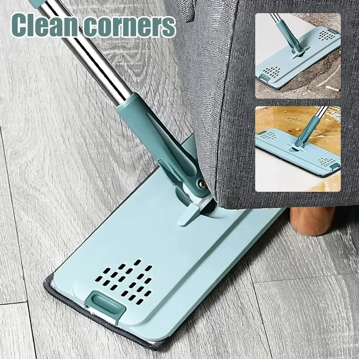 Flat Squeeze Mop with Bucket - Easy Wring Microfiber Floor Cleaner for Hardwood  Laminate - ZOOMNSTORE