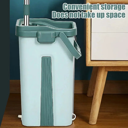 Flat Squeeze Mop with Bucket - Easy Wring Microfiber Floor Cleaner for Hardwood  Laminate - ZOOMNSTORE