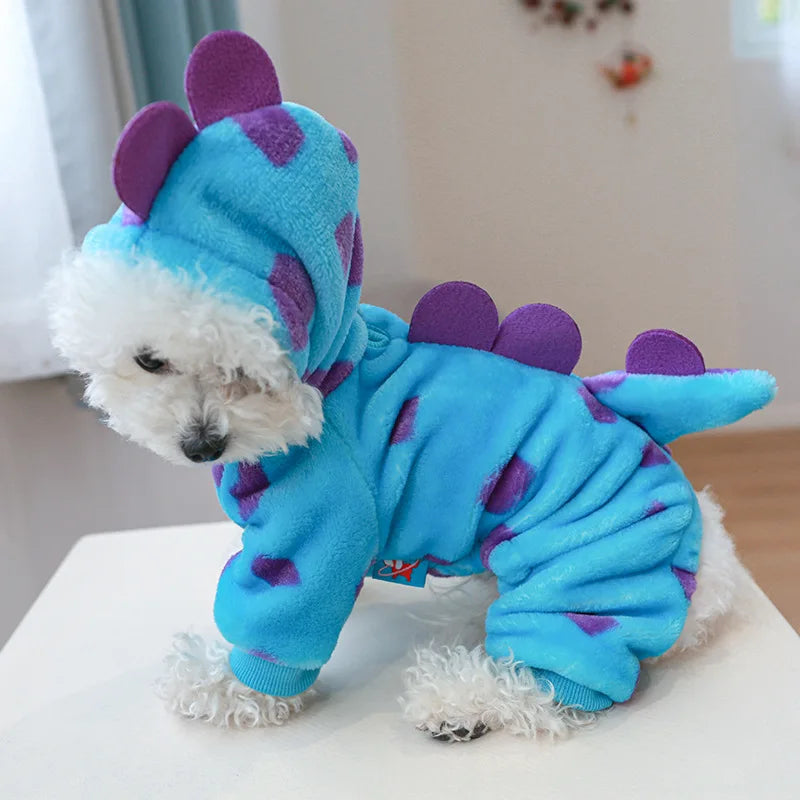 Fleece Pet Overalls - Warm Plush Dinosaur Unicorn Cosplay for Dogs and Cats - ZOOMNSTORE