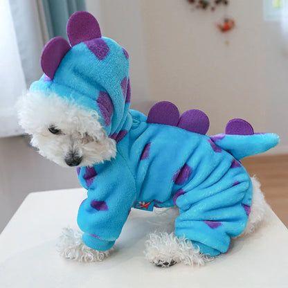 Fleece Pet Overalls - Warm Plush Dinosaur Unicorn Cosplay for Dogs and Cats - ZOOMNSTORE