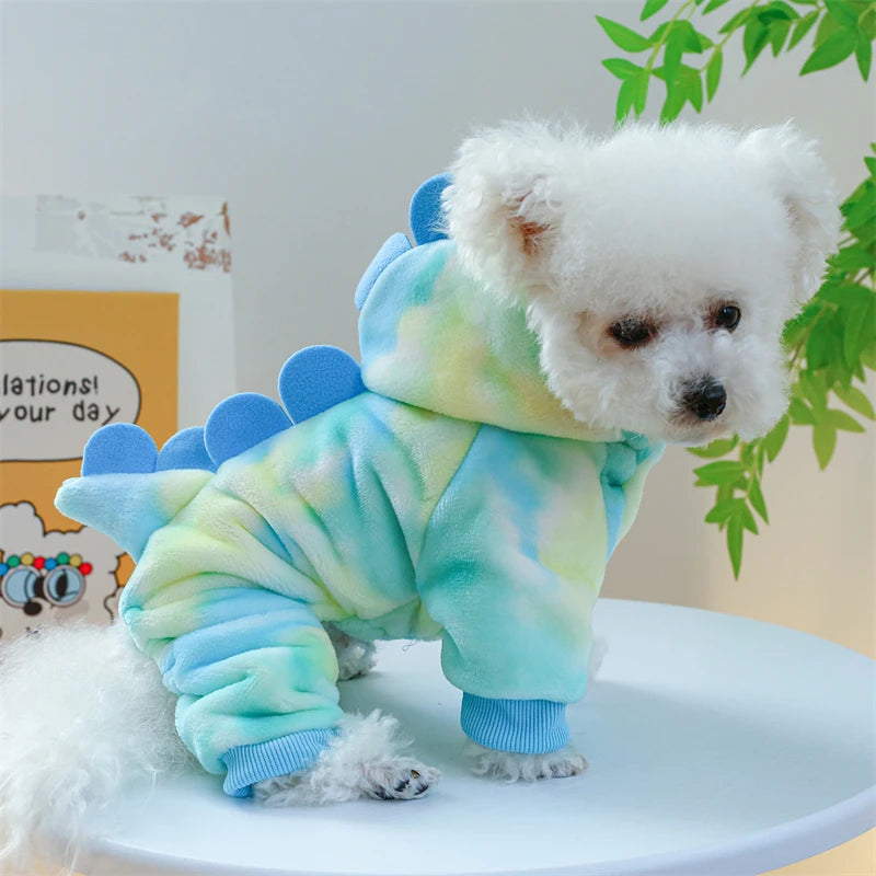 Fleece Pet Overalls - Warm Plush Dinosaur Unicorn Cosplay for Dogs and Cats - ZOOMNSTORE