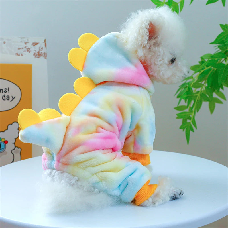 Fleece Pet Overalls - Warm Plush Dinosaur Unicorn Cosplay for Dogs and Cats - ZOOMNSTORE