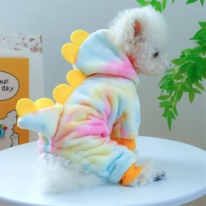 Fleece Pet Overalls - Warm Plush Dinosaur Unicorn Cosplay for Dogs and Cats - ZOOMNSTORE