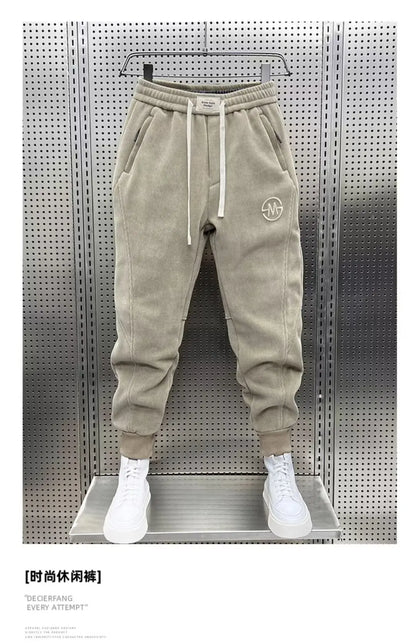 Fleece Sweatpants Men - Ripped Casual Joggers With Elastic Waist | Comfortable Y2K Style Pants - ZOOMNSTORE
