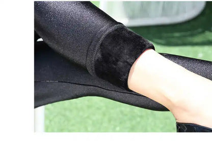 Fleece Warm Leggings - High Waist Solid Slim Autumn Winter Pants For Women - ZOOMNSTORE