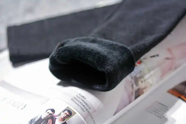 Fleece Warm Leggings - High Waist Solid Slim Autumn Winter Pants For Women - ZOOMNSTORE