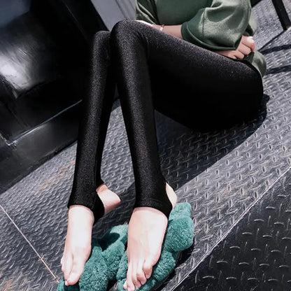 Fleece Warm Leggings - High Waist Solid Slim Autumn Winter Pants For Women - ZOOMNSTORE