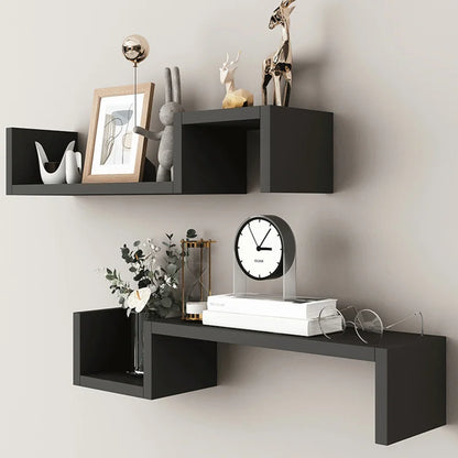 Floating Wall Shelf | Double Tier Wood Wall Mounted Shelf - Strong Load & Easy Install - ZOOMNSTORE