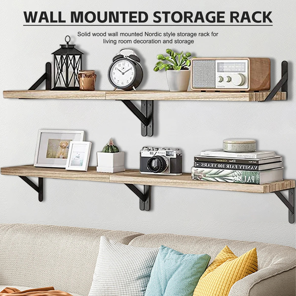 Floating Wall Shelves – Wooden Wall Mounted Shelf for Living Room & Kitchen Decor - ZOOMNSTORE