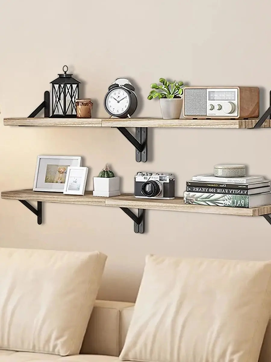 Floating Wall Shelves – Wooden Wall Mounted Shelf for Living Room & Kitchen Decor - ZOOMNSTORE