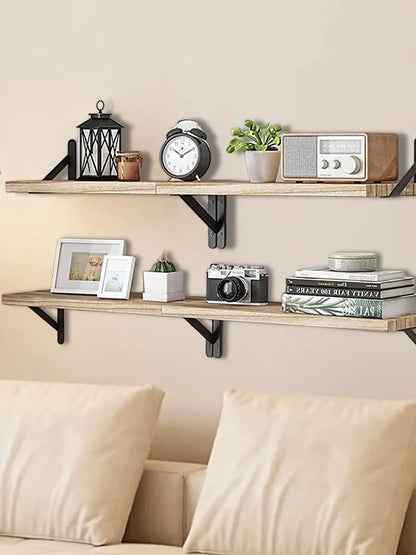 Floating Wall Shelves – Wooden Wall Mounted Shelf for Living Room & Kitchen Decor - ZOOMNSTORE