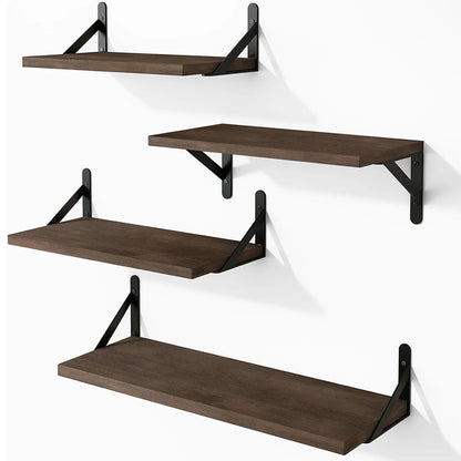 Floating Wall Shelves – Wooden Wall Mounted Shelf for Living Room & Kitchen Decor - ZOOMNSTORE