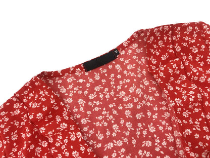 Floral A-Line Dress – Summer Mini Dress With V-Neck Bandage & Ruffles - ZOOMNSTORE