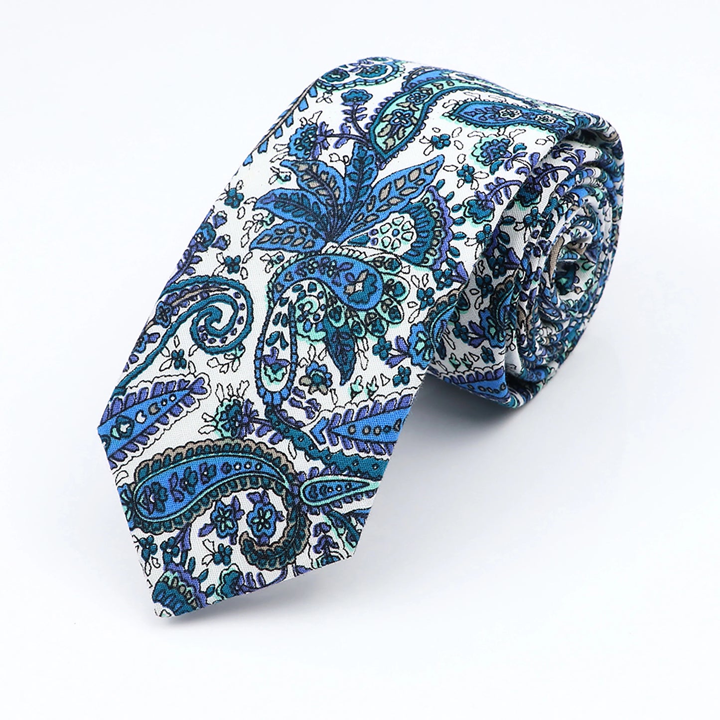 Floral Cotton Tie - Elegant Paisley Necktie for Men  Women - ZOOMNSTORE