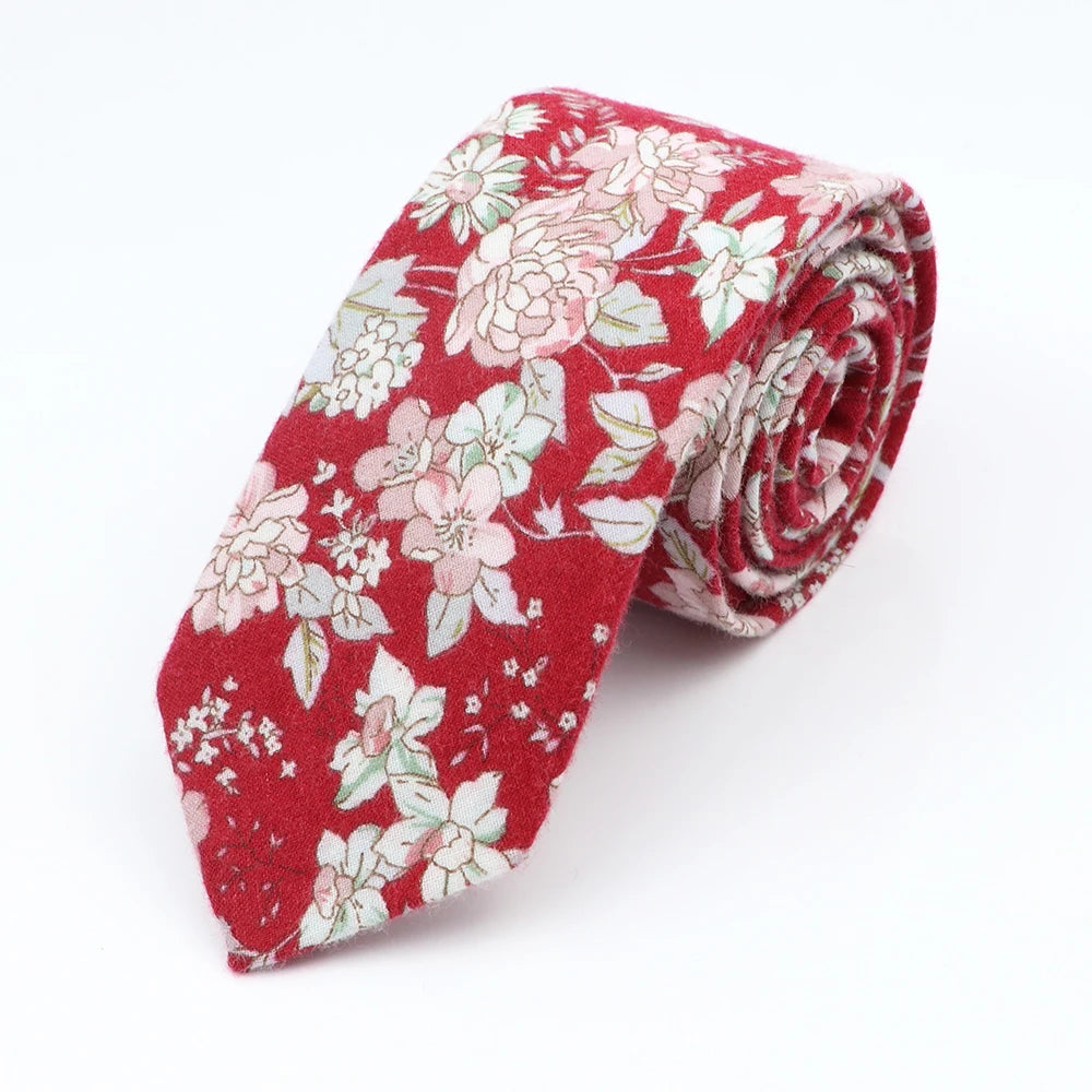 Floral Cotton Tie - Elegant Paisley Necktie for Men  Women - ZOOMNSTORE