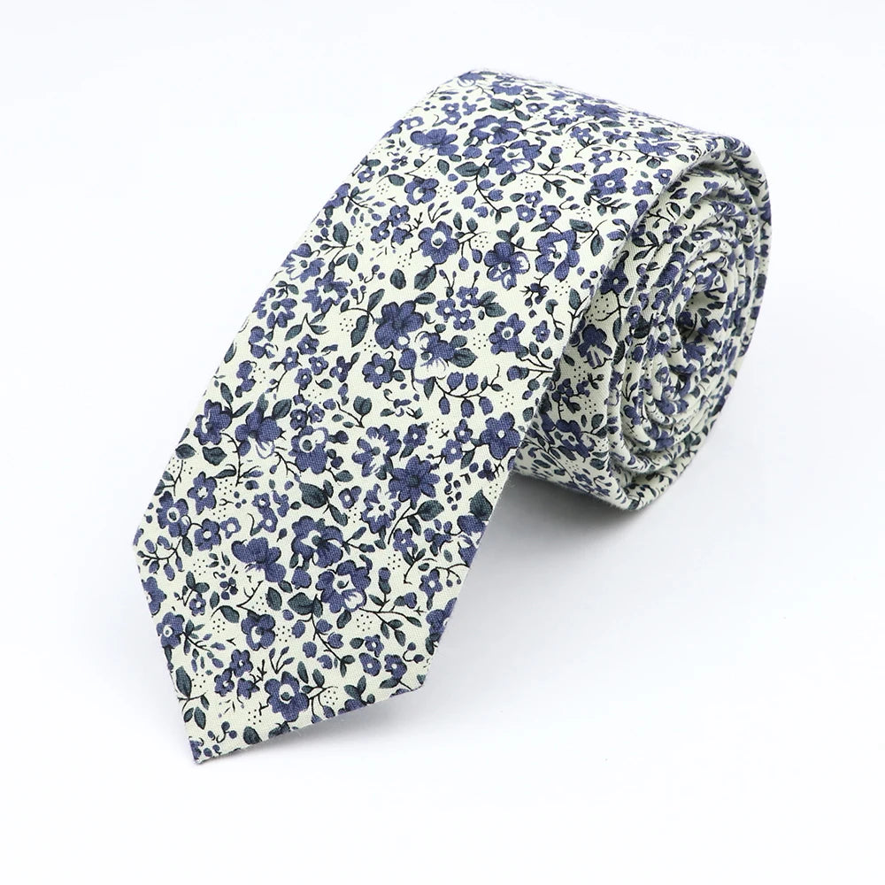 Floral Cotton Tie - Elegant Paisley Necktie for Men  Women - ZOOMNSTORE