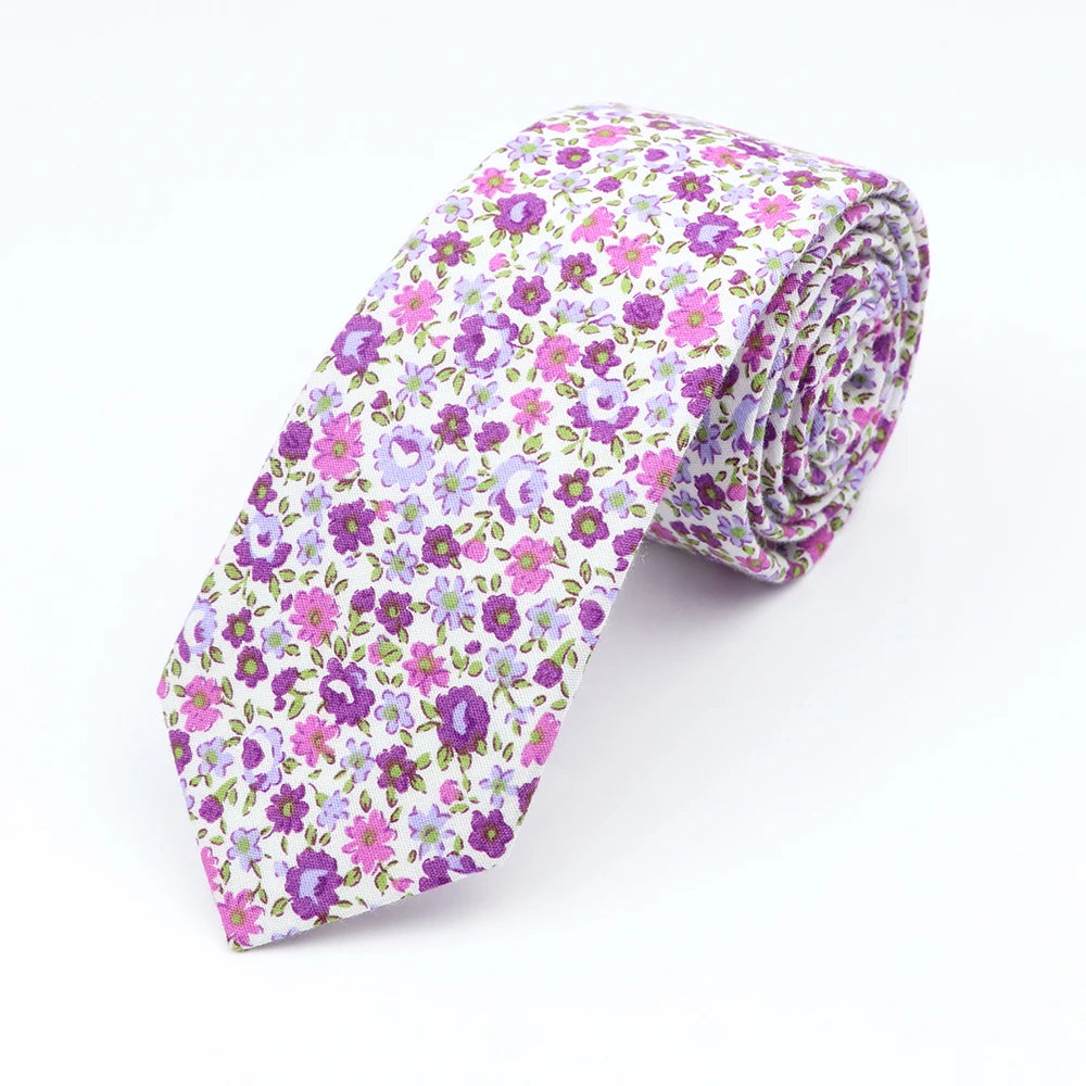 Floral Cotton Tie - Elegant Paisley Necktie for Men  Women - ZOOMNSTORE