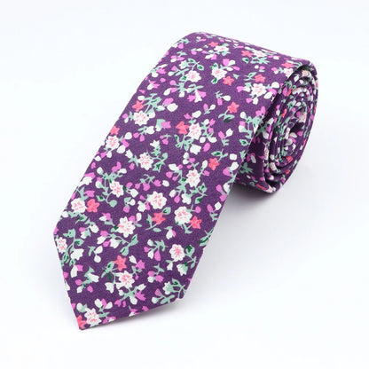 Floral Cotton Tie - Elegant Paisley Necktie for Men  Women - ZOOMNSTORE