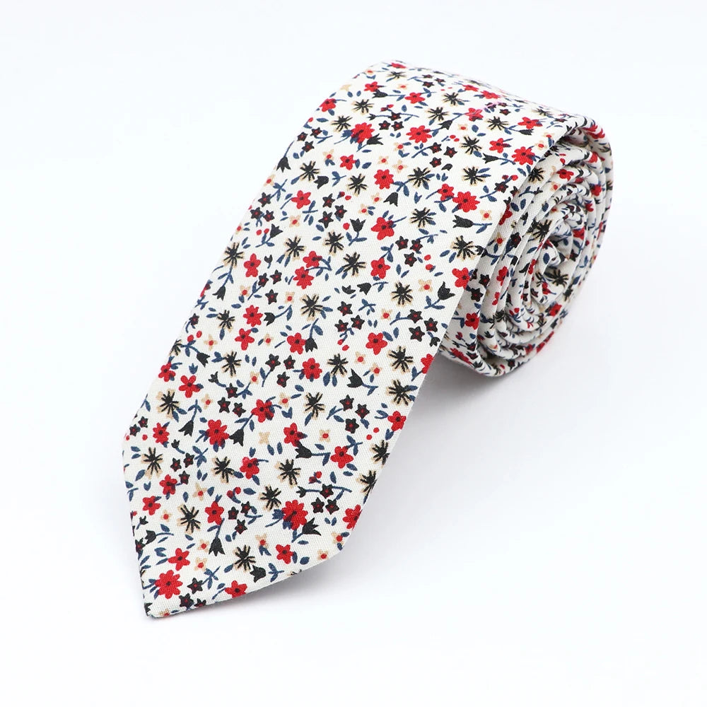 Floral Cotton Tie - Elegant Paisley Necktie for Men  Women - ZOOMNSTORE