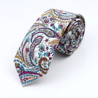Floral Cotton Tie - Elegant Paisley Necktie for Men  Women - ZOOMNSTORE