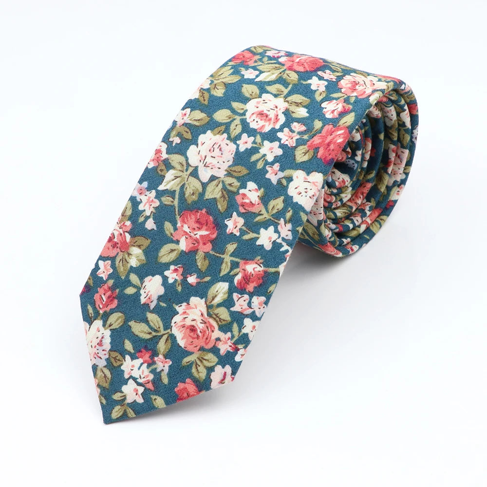 Floral Cotton Tie - Elegant Paisley Necktie for Men  Women - ZOOMNSTORE