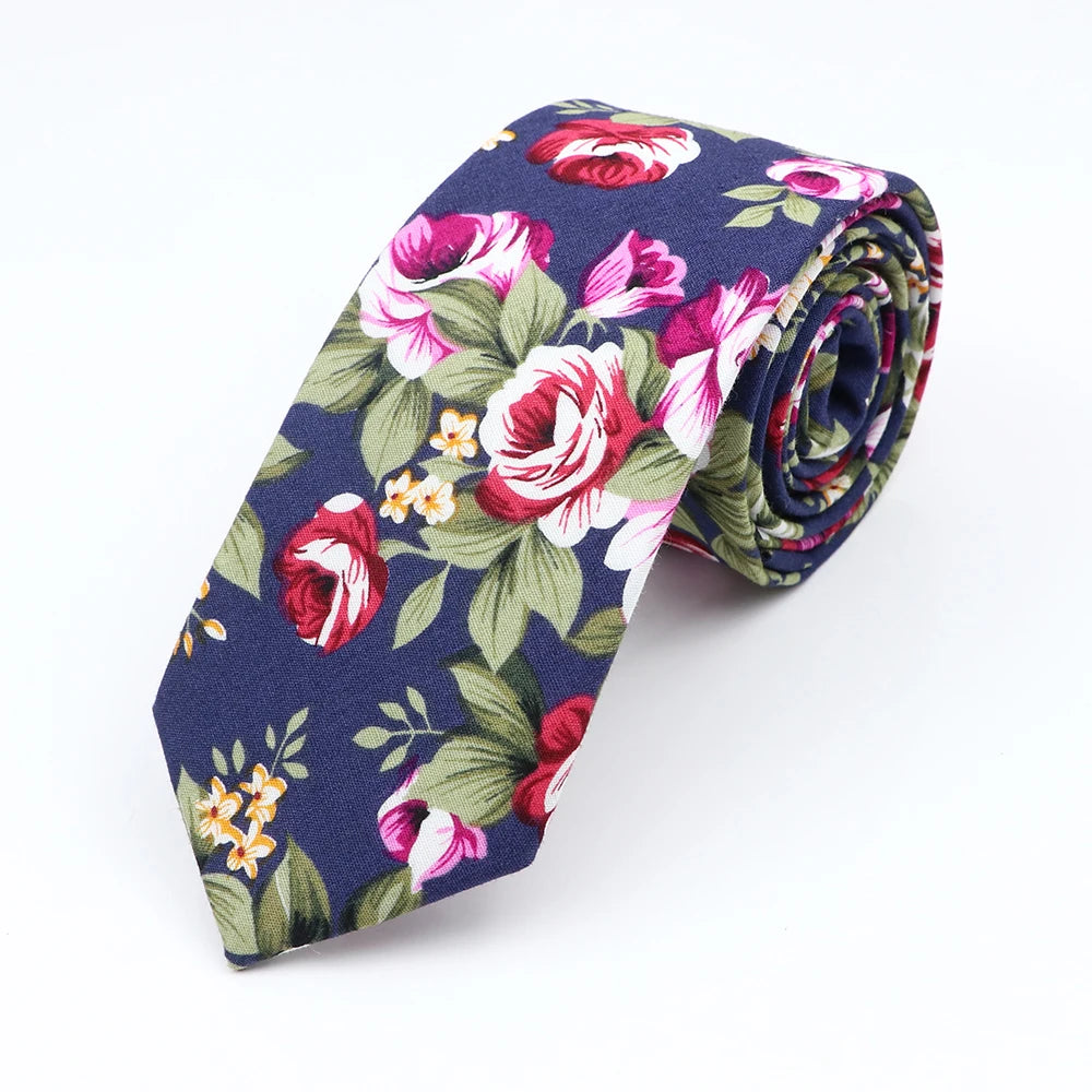 Floral Cotton Tie - Elegant Paisley Necktie for Men  Women - ZOOMNSTORE