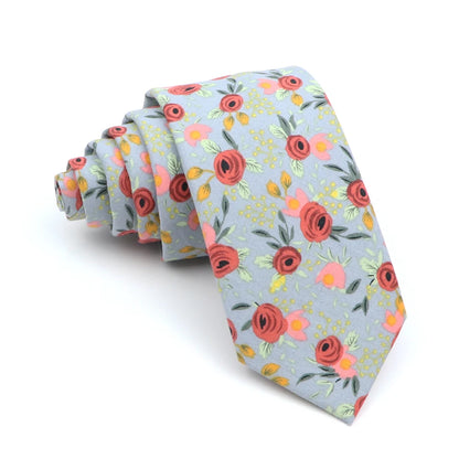 Floral Cotton Tie - Elegant Paisley Necktie for Men  Women - ZOOMNSTORE