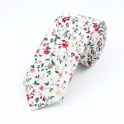 Floral Cotton Tie - Elegant Paisley Necktie for Men  Women - ZOOMNSTORE