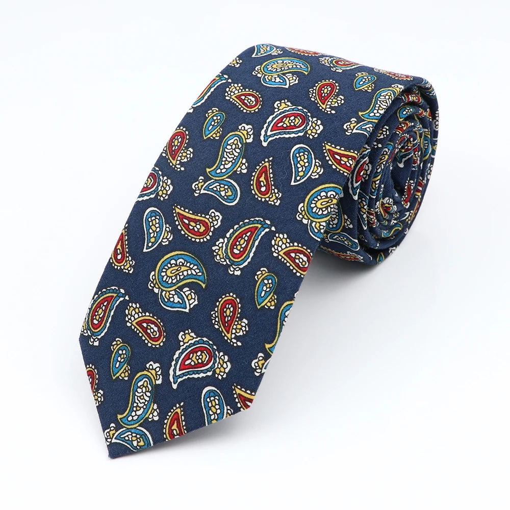 Floral Cotton Tie - Elegant Paisley Necktie for Men  Women - ZOOMNSTORE