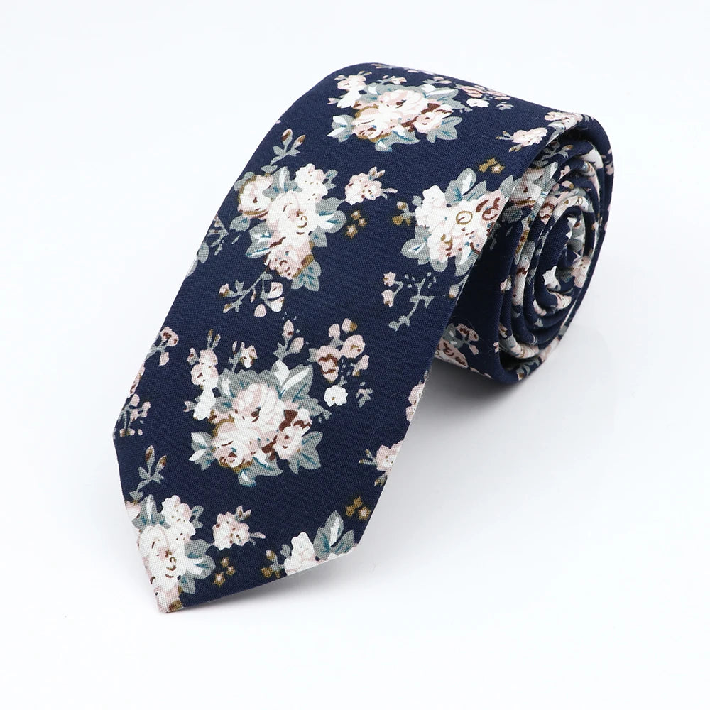 Floral Cotton Tie - Elegant Paisley Necktie for Men  Women - ZOOMNSTORE
