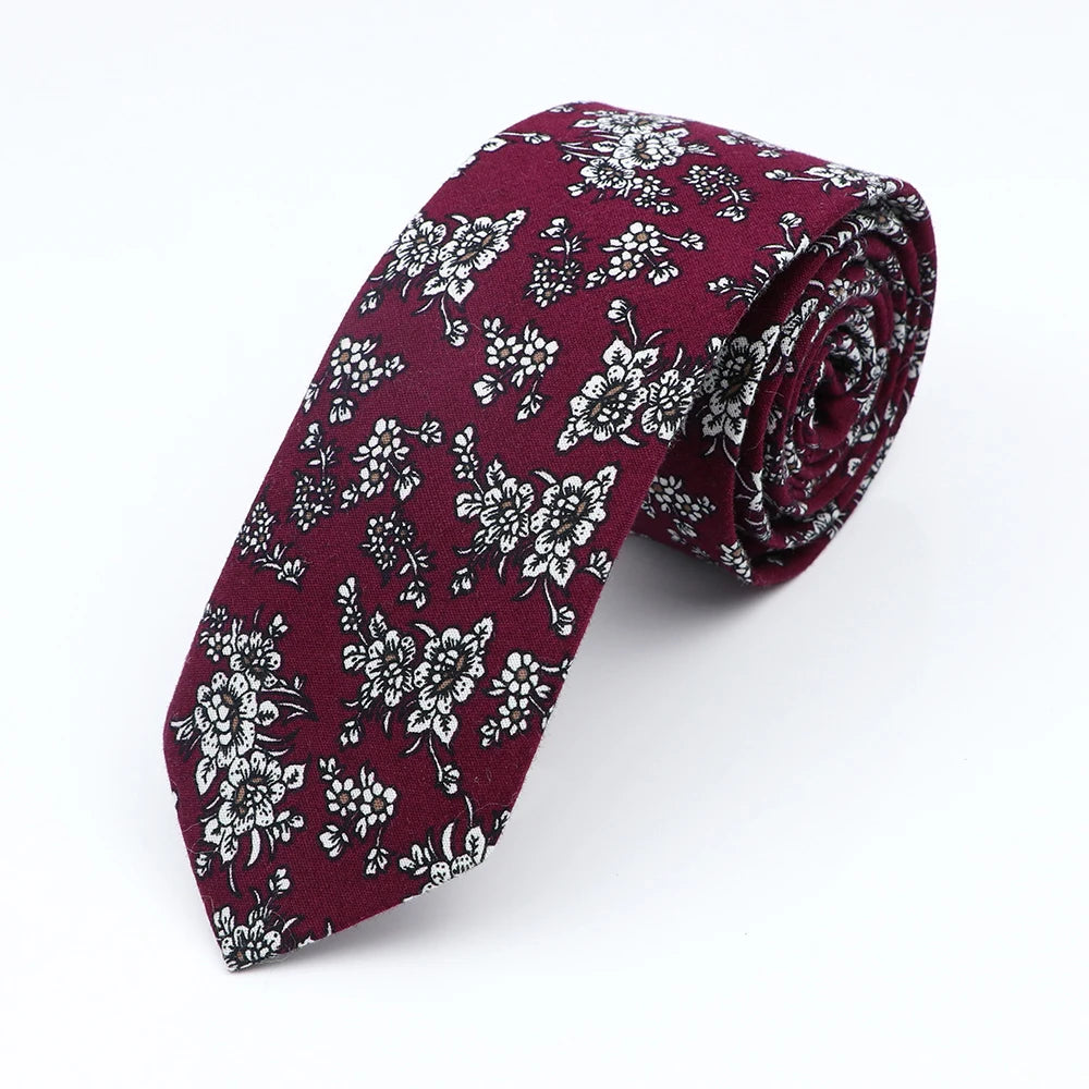 Floral Cotton Tie - Elegant Paisley Necktie for Men  Women - ZOOMNSTORE