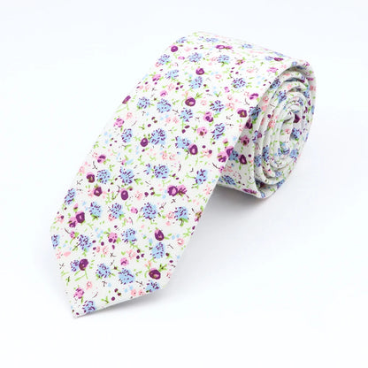 Floral Cotton Tie - Elegant Paisley Necktie for Men  Women - ZOOMNSTORE