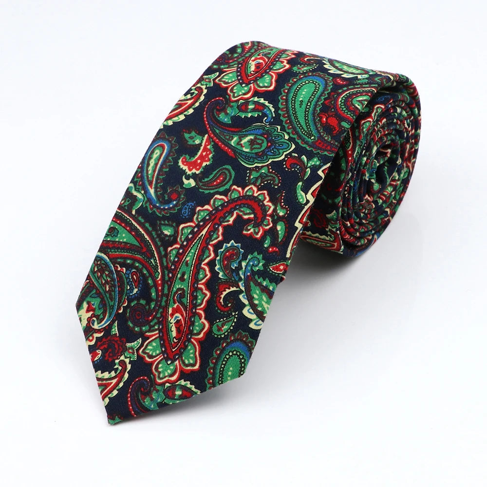 Floral Cotton Tie - Elegant Paisley Necktie for Men  Women - ZOOMNSTORE