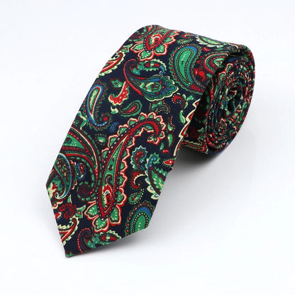 Floral Cotton Tie - Elegant Paisley Necktie for Men  Women - ZOOMNSTORE